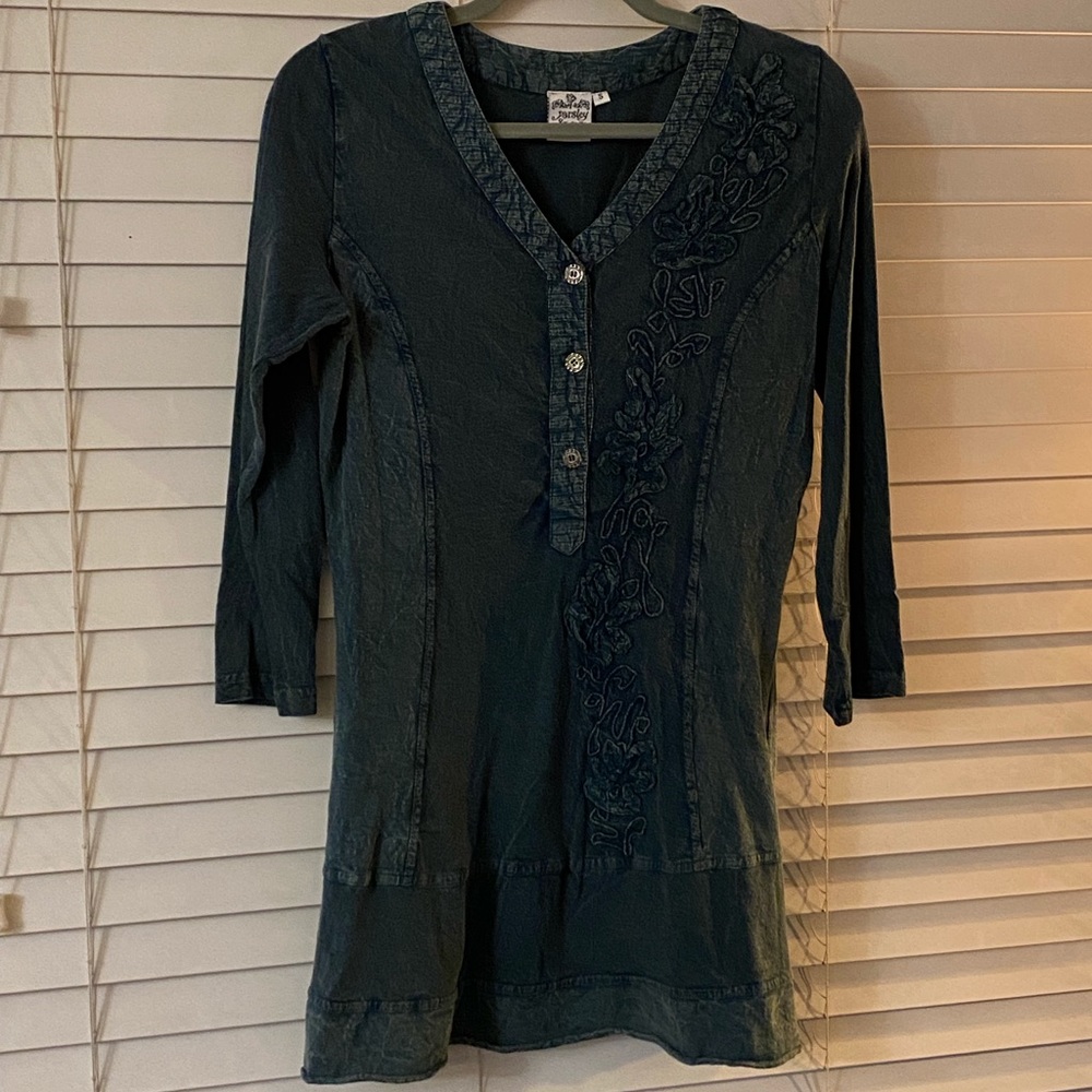 Parsley and Sage boho green tunic shirt